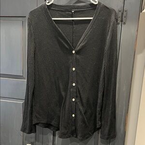 Black Button-Up Women's Top